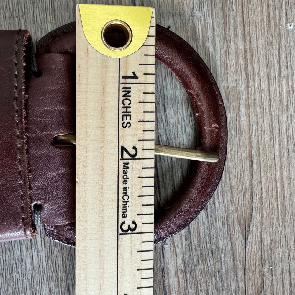 Abercrombie & Fitch Brown Braided Leather Belt XS/S Wide Woven Boho Round Buckle - Picture 9 of 13